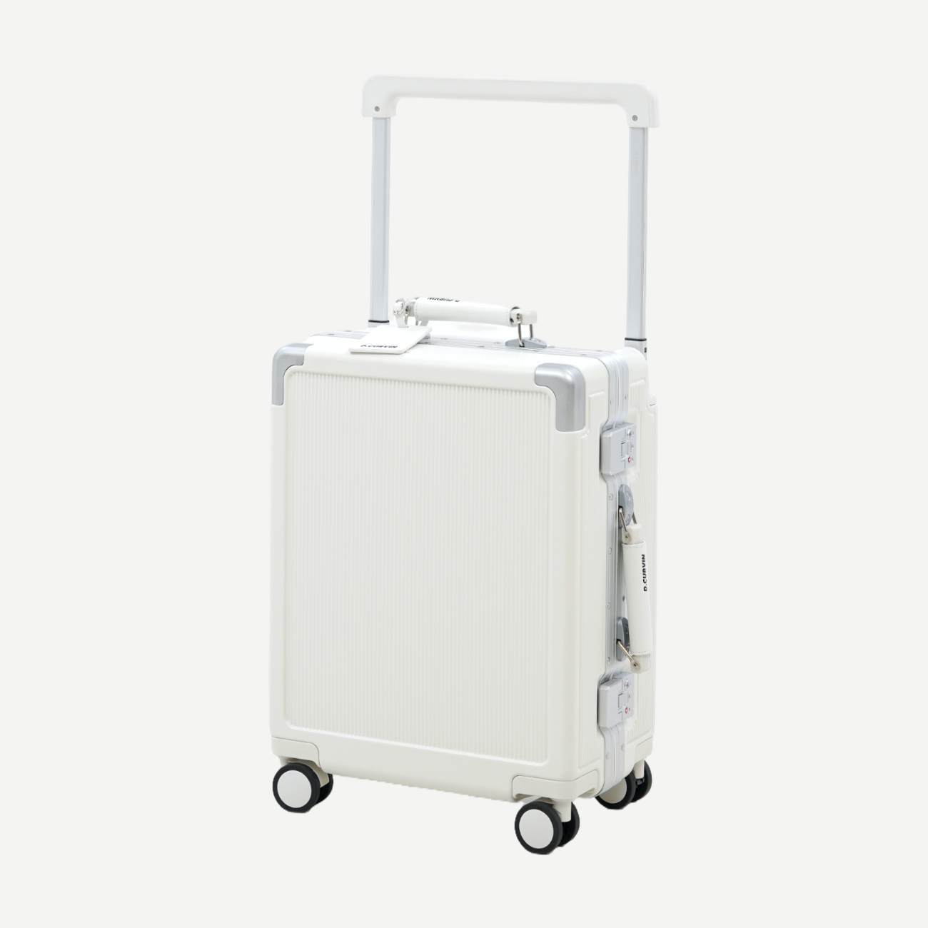 D.CURVIN Edge V2 20-inch ivory suitcase